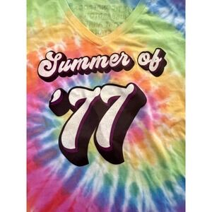 Tie Dye Cropped Graphic Tee Small Festival Y2K Baby Tee 1777 Tour Shirt